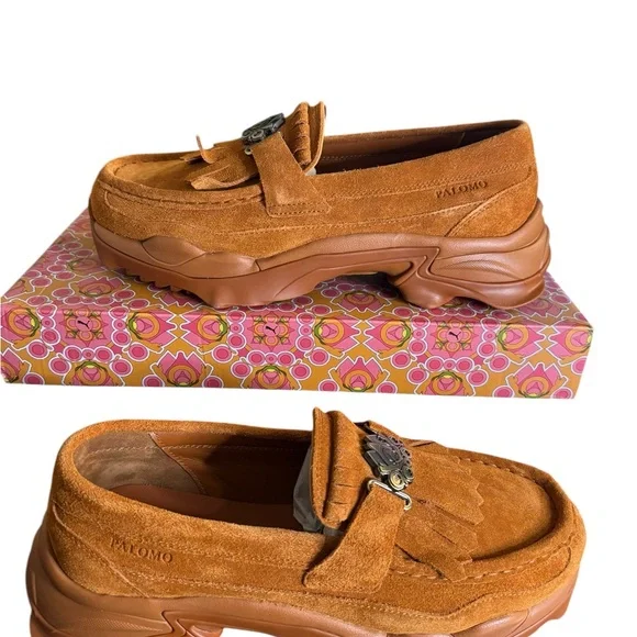 Plomo Men's Orange Suede Loafers